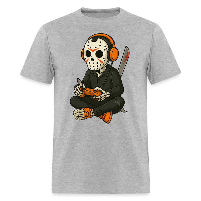 Skeleton Gamer Halloween T Shirt - heather gray