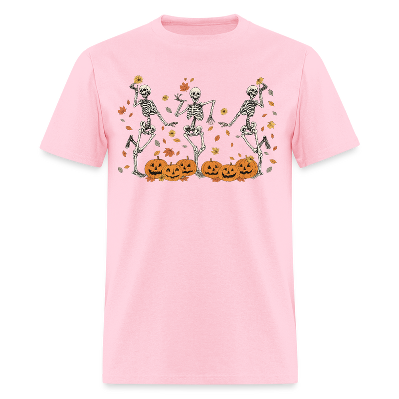 Dancing Skeleton Autumun Halloween T Shirt - pink