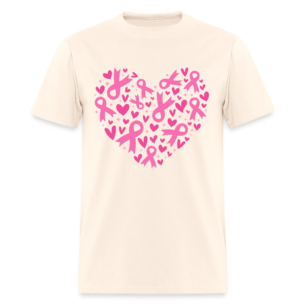 Heart Ribbons Breast Cancer Awareness Month T Shirt - natural