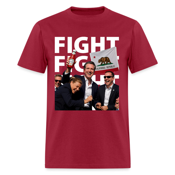 Gavin Newsom Fight Fight T Shirt - dark red