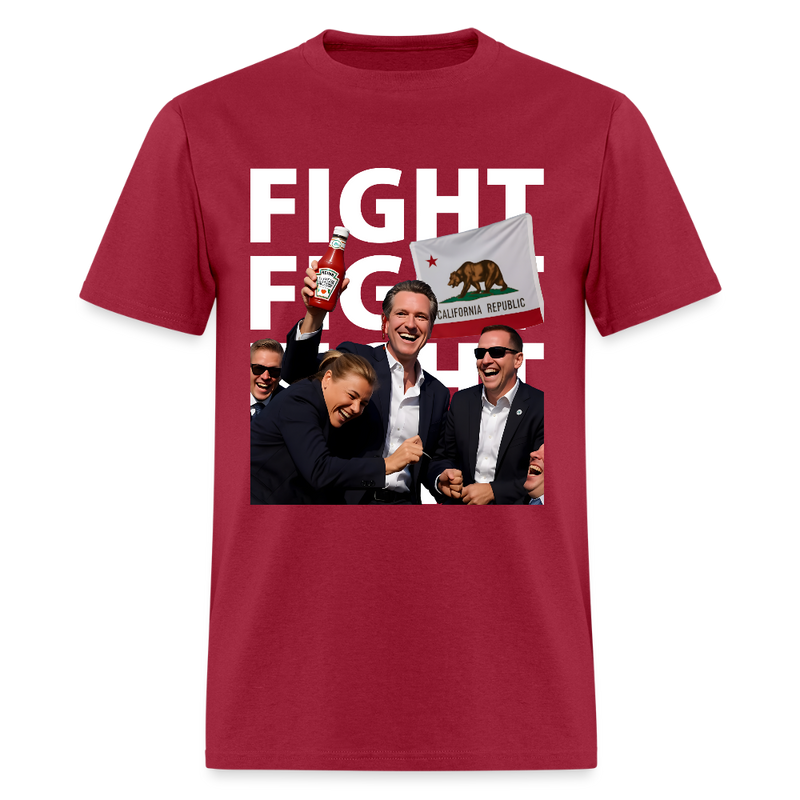 Gavin Newsom Fight Fight T Shirt - dark red