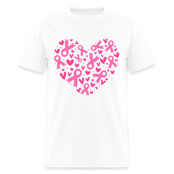 Heart Ribbons Breast Cancer Awareness Month T Shirt - white