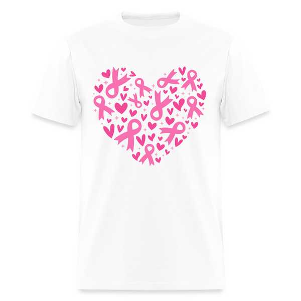 Heart Ribbons Breast Cancer Awareness Month T Shirt - white
