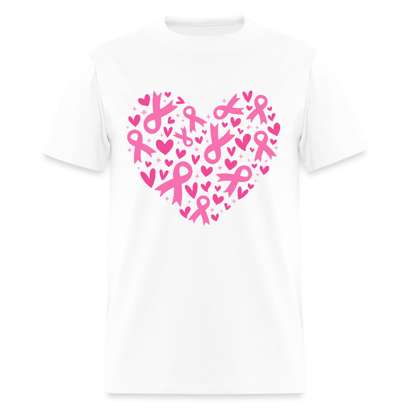 Heart Ribbons Breast Cancer Awareness Month T Shirt - white