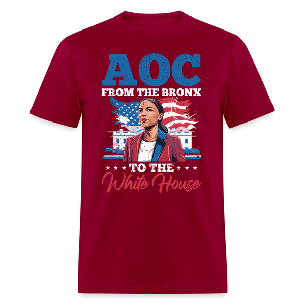 AOC From the Bronx to the White House T Shirt - dark red