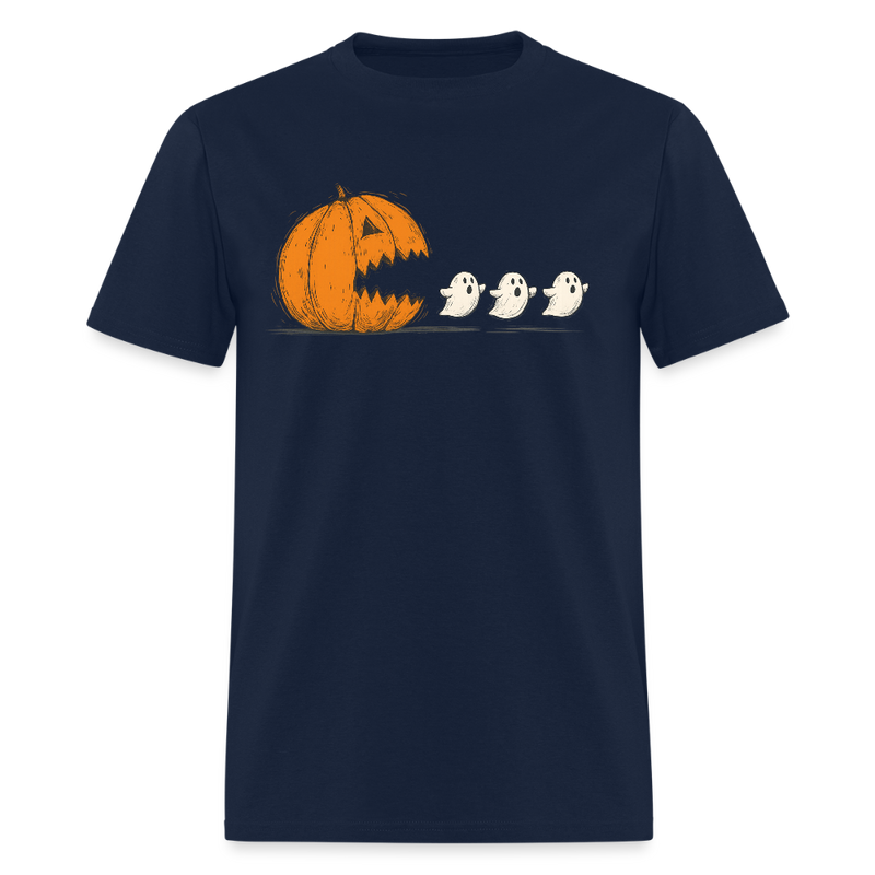 Halloween Pumpkin Eat Ghost T Shirt - navy
