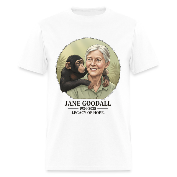 Jane Goodall 1934-2025 Legacy Of Hope T Shirt - white