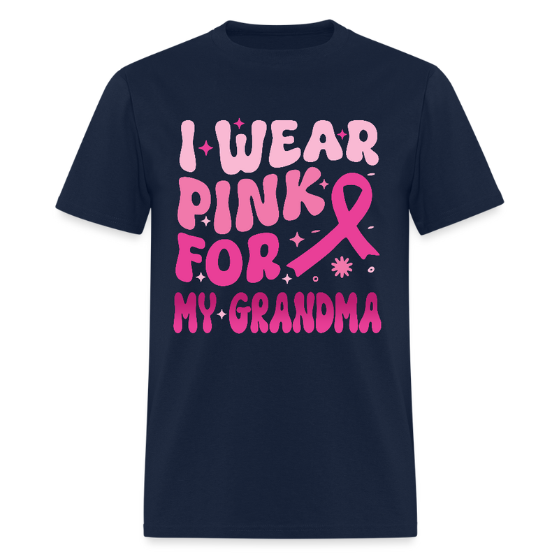 I Wear Pink For My Grandma Breast Cancer Awareness Month T Shirt - navy