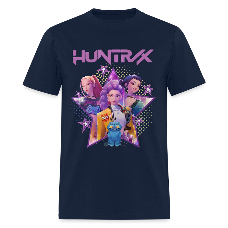 Kpop Demon Hunters Huntrix - Mira, Rumi, Zoey, Derpy Tiger - T Shirt - navy