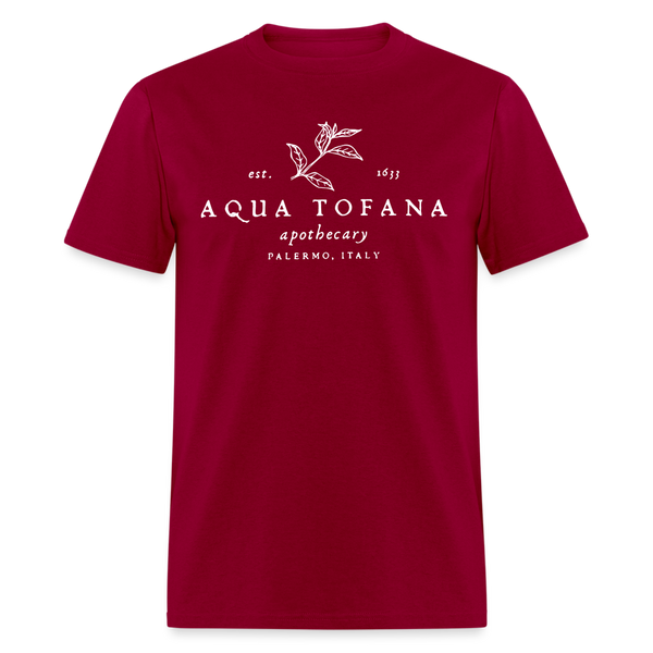 Aqua Tofana Apothecary T Shirt - dark red