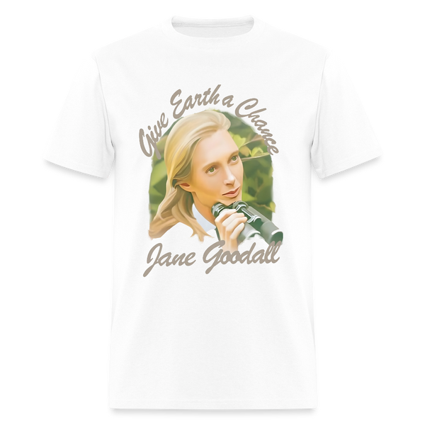 Jane Goodall Give Earth A Chance T Shirt - white