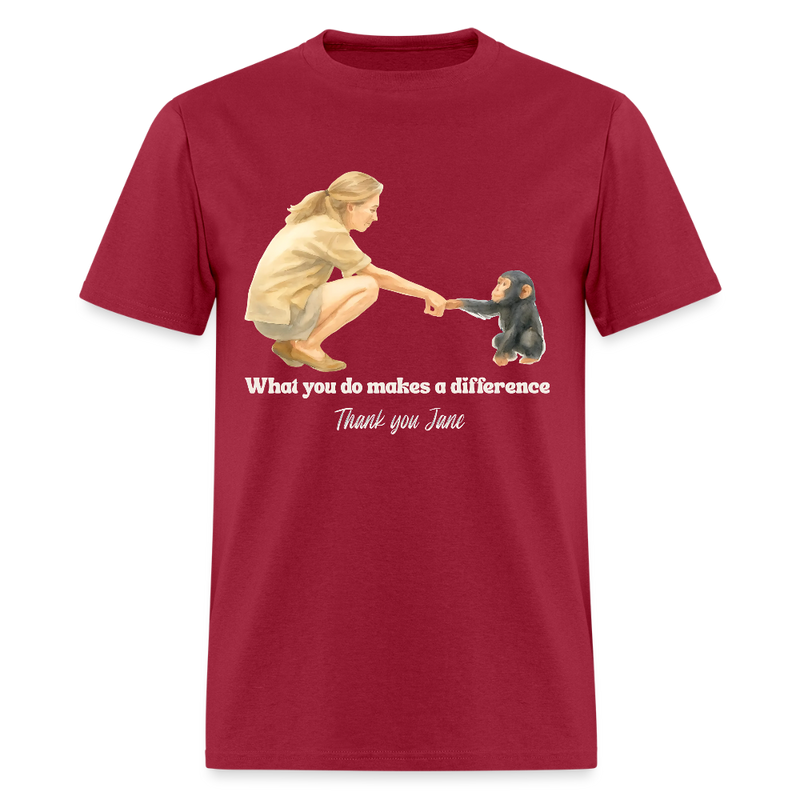 Thank You Jane What You Do Makes A Difference Jane Goodall T Shirt - dark red