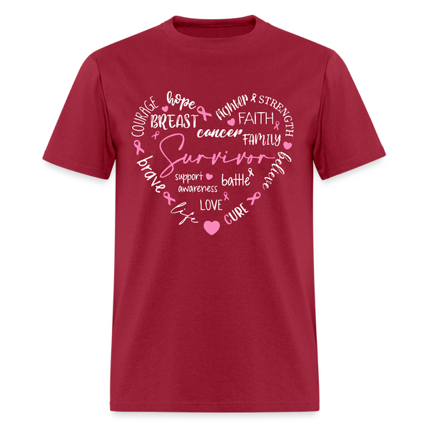 Survivor Breast Cancer Awareness Month T Shirt - dark red