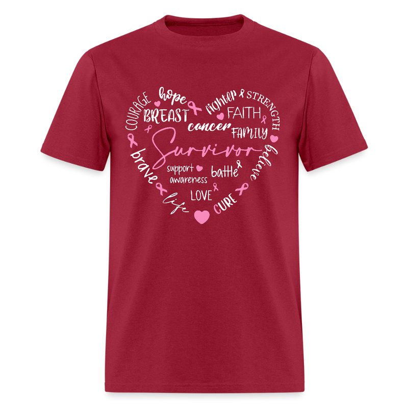 Survivor Breast Cancer Awareness Month T Shirt - dark red