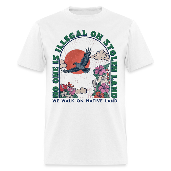 No One Is Illegal On Stolen Land T Shirt - 4 - white