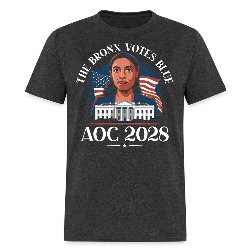 The Bronx Votes Blue AOC 2028 T Shirt - heather black