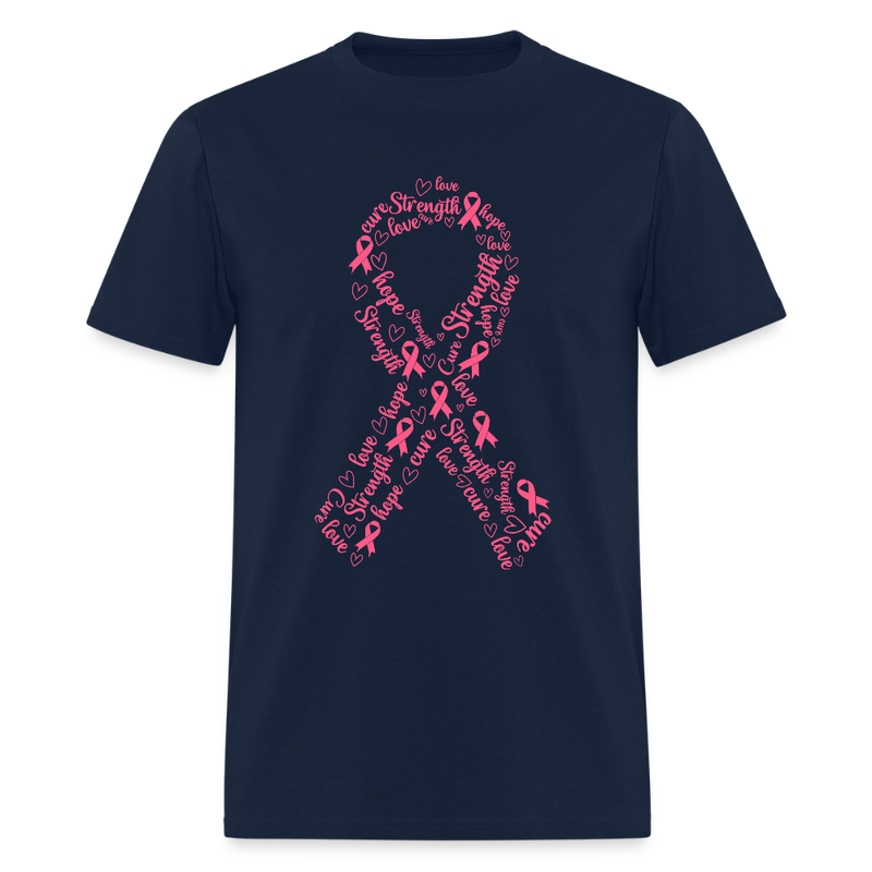 Hope Love Strength Breast Cancer Awareness Month T Shirt - navy