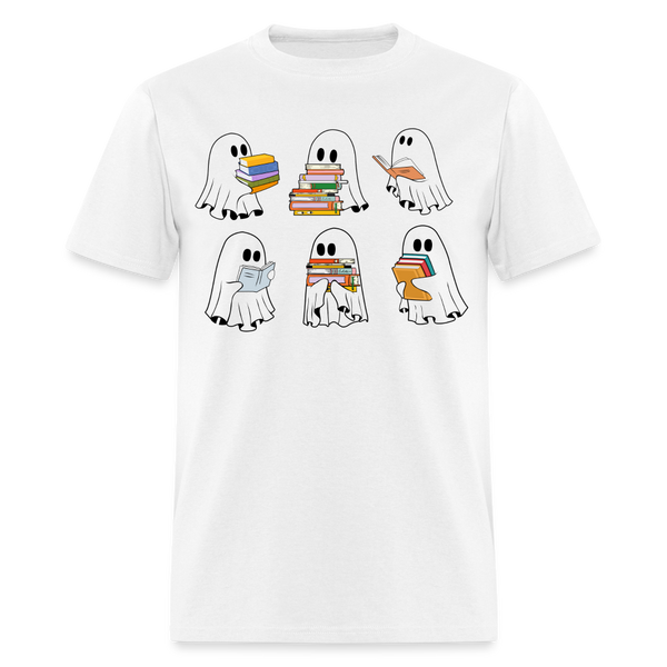 Ghost Book Halloween T Shirt - white