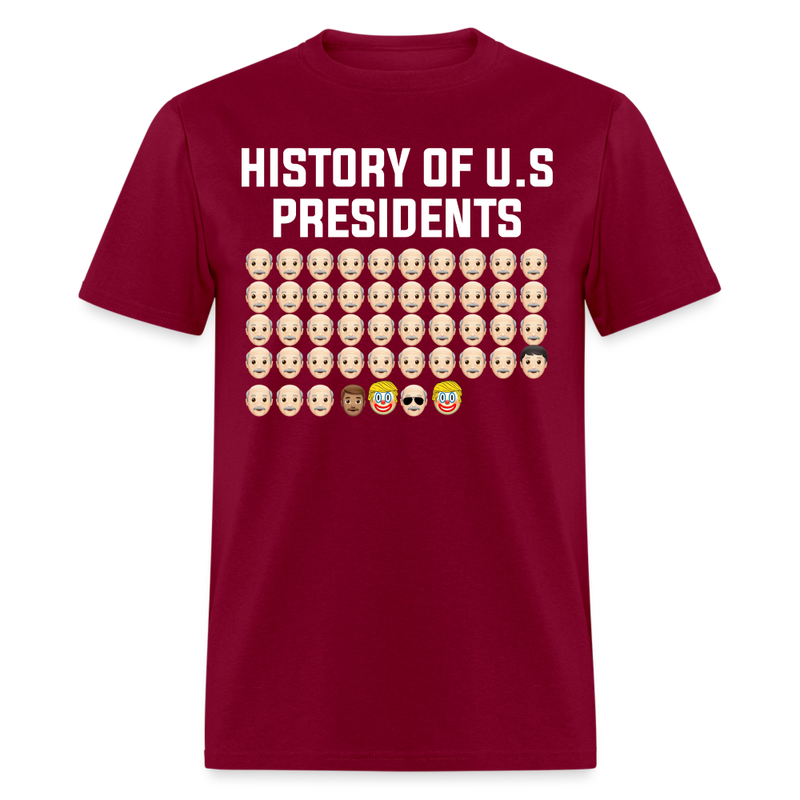 History Of US Presidents T Shirt - burgundy