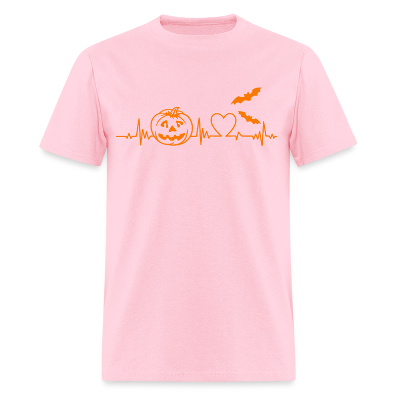 Halloween Pumpkin Heartbeat T Shirt - pink