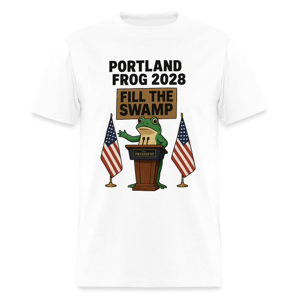 Portland Frog 2028 Fill The Swamp T Shirt - white