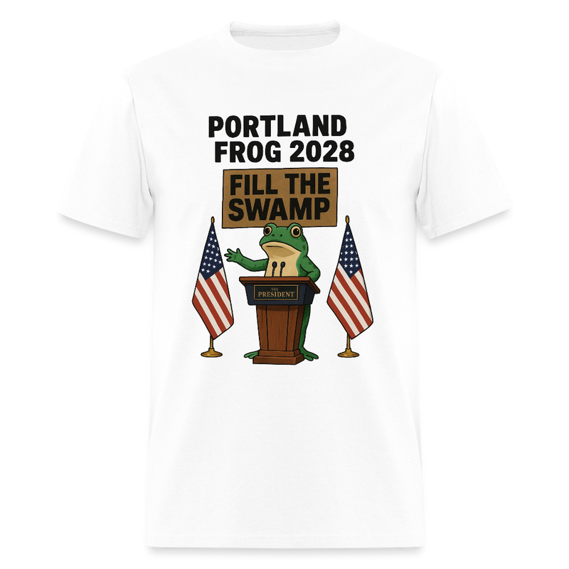 Portland Frog 2028 Fill The Swamp T Shirt - white