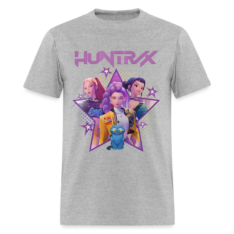 Kpop Demon Hunters Huntrix - Mira, Rumi, Zoey, Derpy Tiger - T Shirt - heather gray
