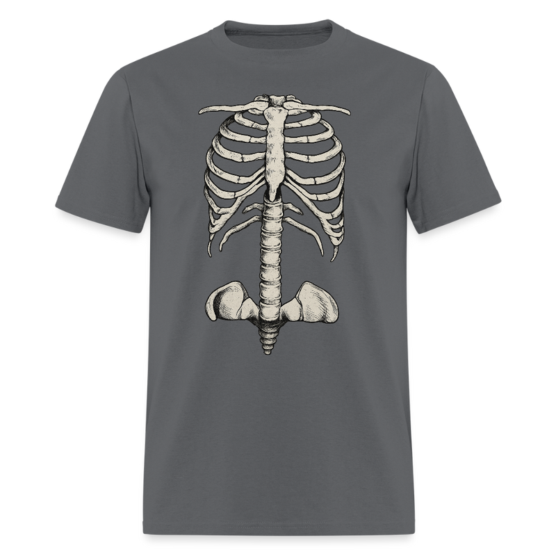Skeleton Rib Cage Halloween T Shirt - charcoal