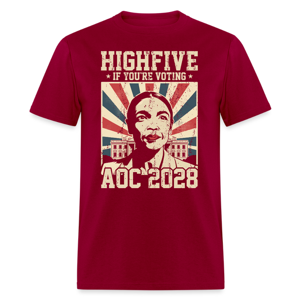 Highfive If You're Voting AOC 2028 T Shirt - dark red
