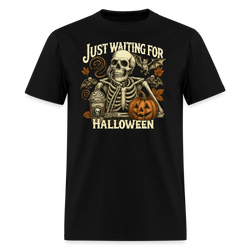 Just Waiting for Halloween T Shirt - black