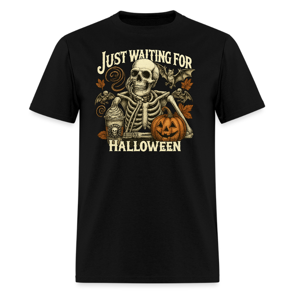 Just Waiting for Halloween T Shirt - black