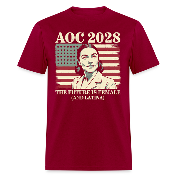 AOC 2028 The Future is Female T Shirt - dark red