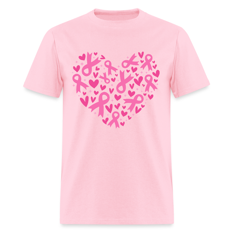 Heart Ribbons Breast Cancer Awareness Month T Shirt - pink
