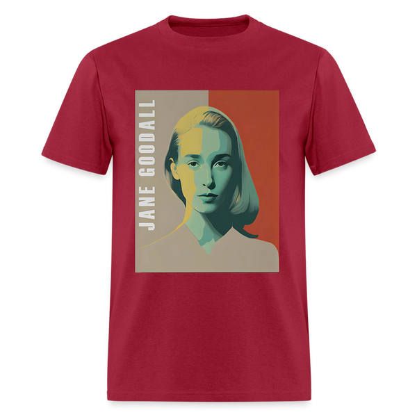 Jane Goodall Retro T Shirt - dark red