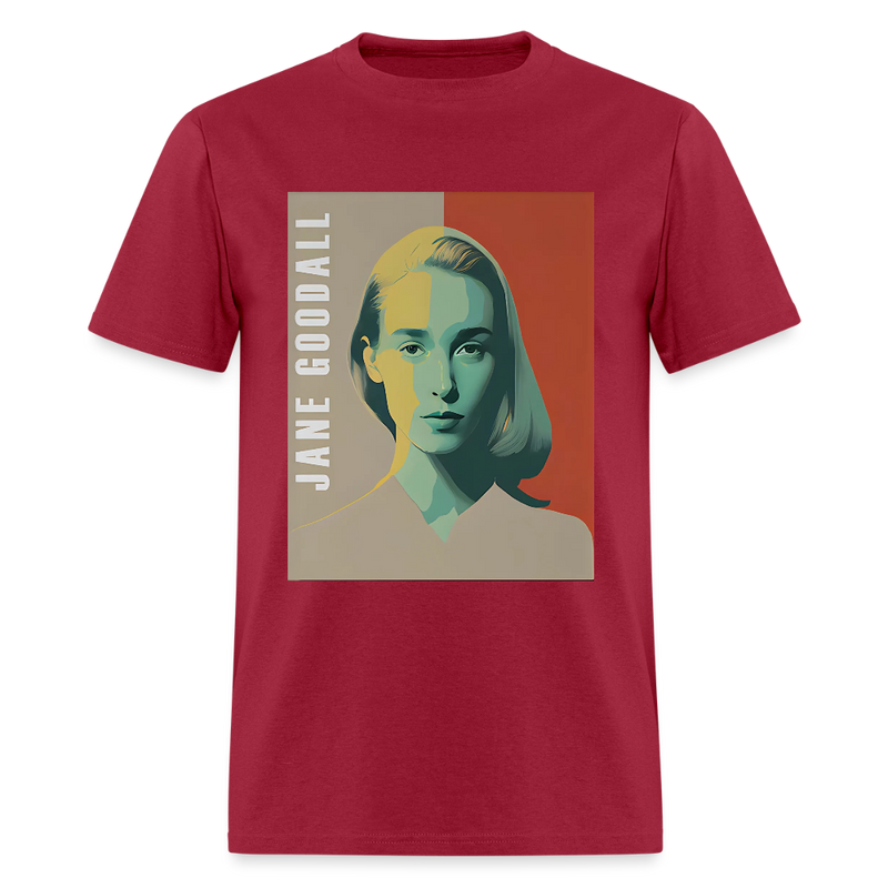 Jane Goodall Retro T Shirt - dark red