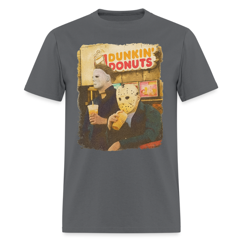 Michael and Jason Dunkin Donuts Halloween T Shirt - charcoal