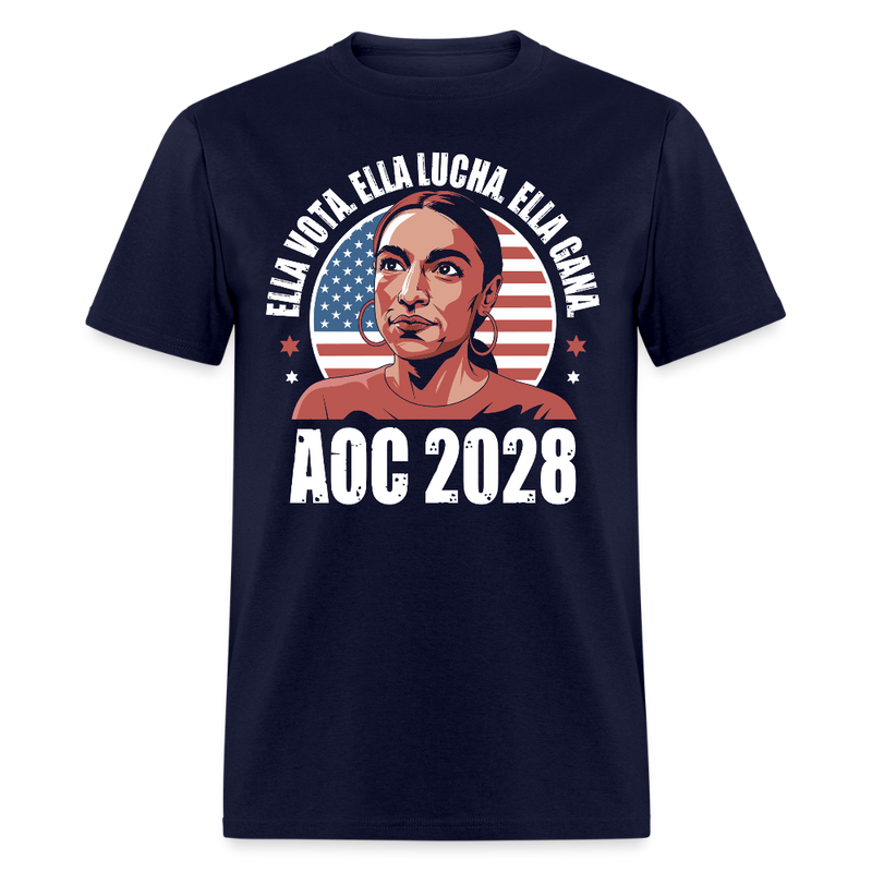 Ella Vota Ella Lucha Ella Gana AOC 2028 T Shirt - navy