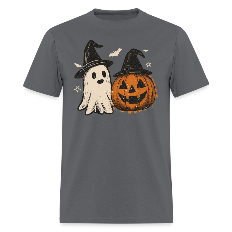 Spooky Ghost Halloween T Shirt - charcoal