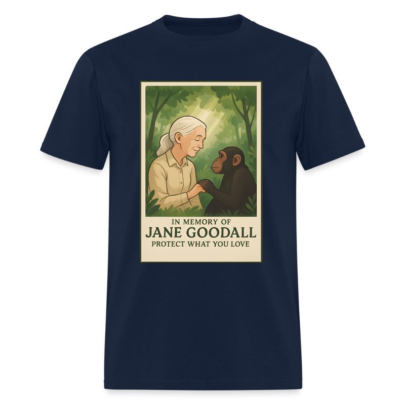 Jane Goodall Protect What You Love T Shirt - navy