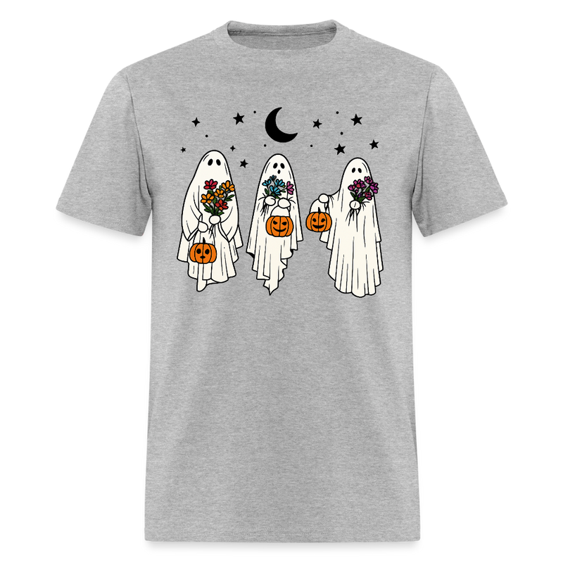 Floral Retro Spooky Halloween T Shirt - heather gray