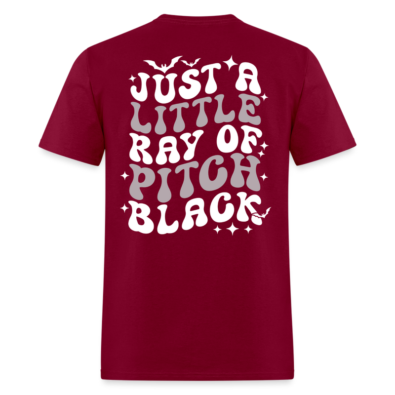 Just A Little Ray Of Pitch Black T Shirt - burgundy