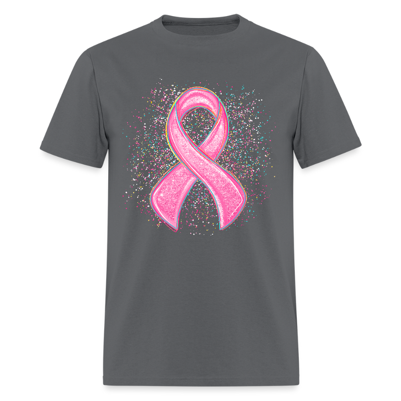 Coquette Pink Ribbon Breast Cancer Awareness Month T Shirt - charcoal