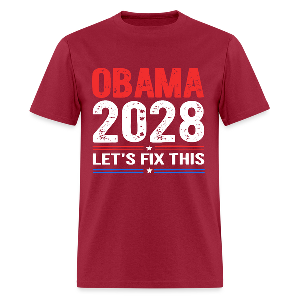 Obama 2028 Let's Fix This T Shirt - dark red