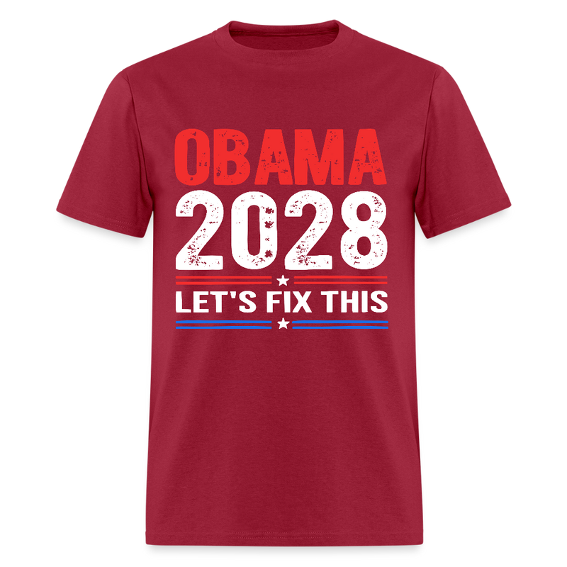 Obama 2028 Let's Fix This T Shirt - dark red
