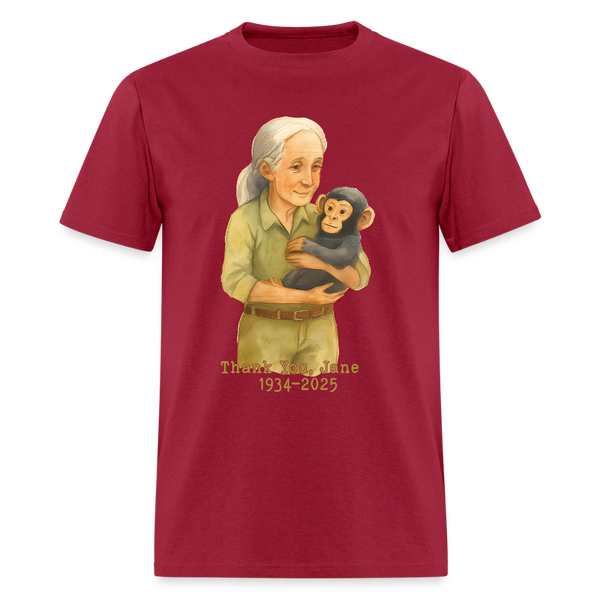 Thank You Jane Goodall 1934-2025 T Shirt - dark red
