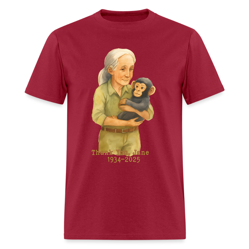 Thank You Jane Goodall 1934-2025 T Shirt - dark red