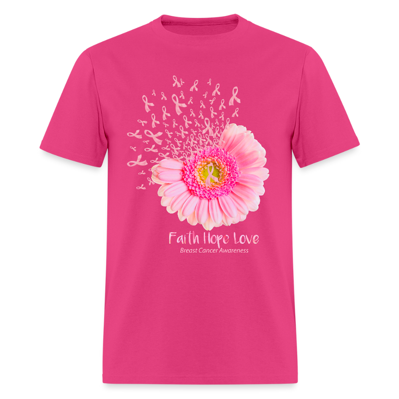 Faith Hope Love Sunflower Breast Cancer Awareness Month T Shirt - fuchsia