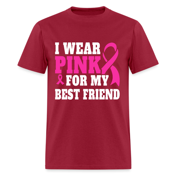 Breast Cancer Awareness Month Wear Pink For My Best Friend T Shirt - dark red