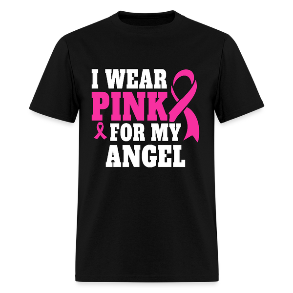 Breast Cancer Awareness Month Wear Pink For My Angel T Shirt - black