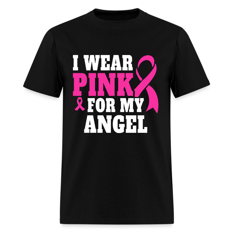 Breast Cancer Awareness Month Wear Pink For My Angel T Shirt - black